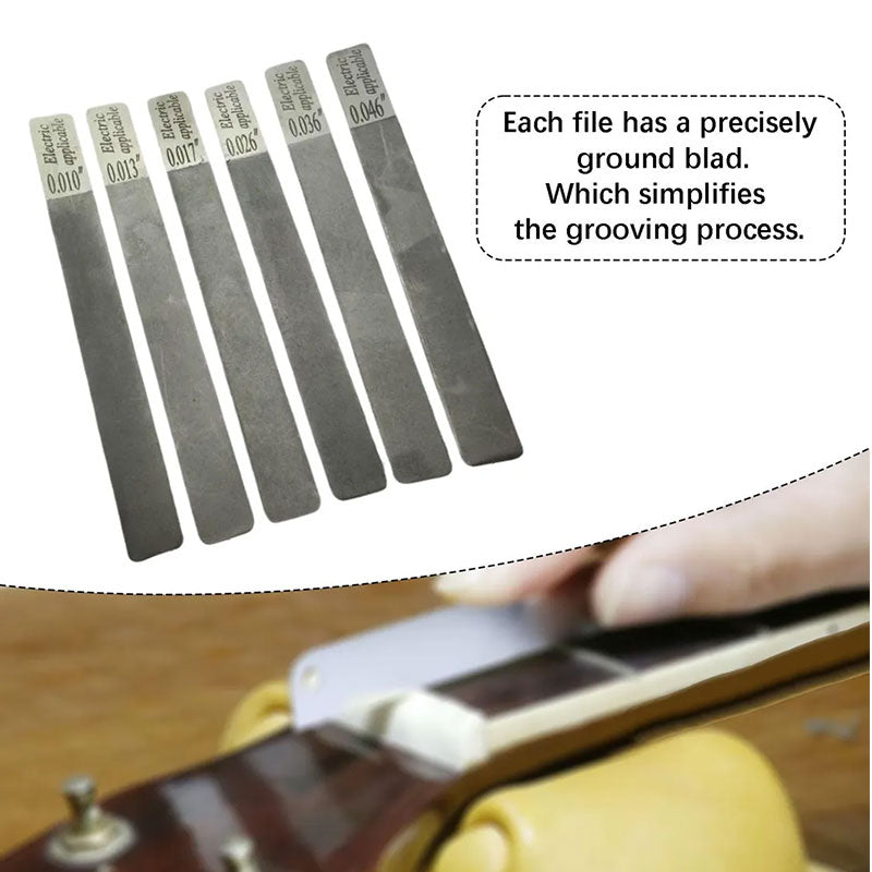 6-Piece Stainless Steel Guitar Fret Files Set,  Fret Dressing Kit for Acoustic/Electric Guitar, Luthier Repair Tools