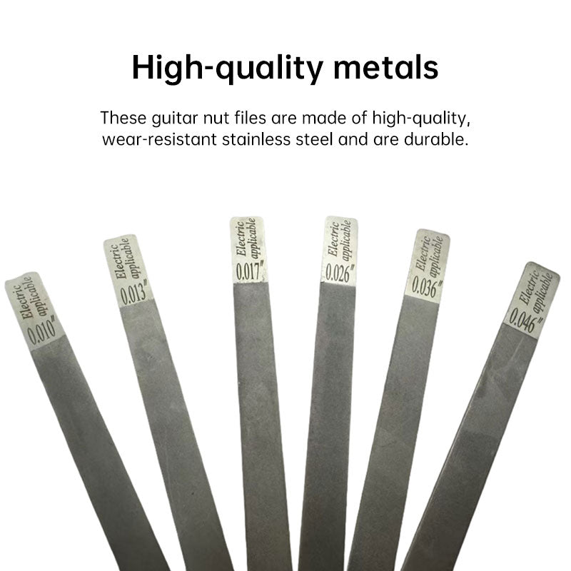 6-Piece Stainless Steel Guitar Fret Files Set,  Fret Dressing Kit for Acoustic/Electric Guitar, Luthier Repair Tools