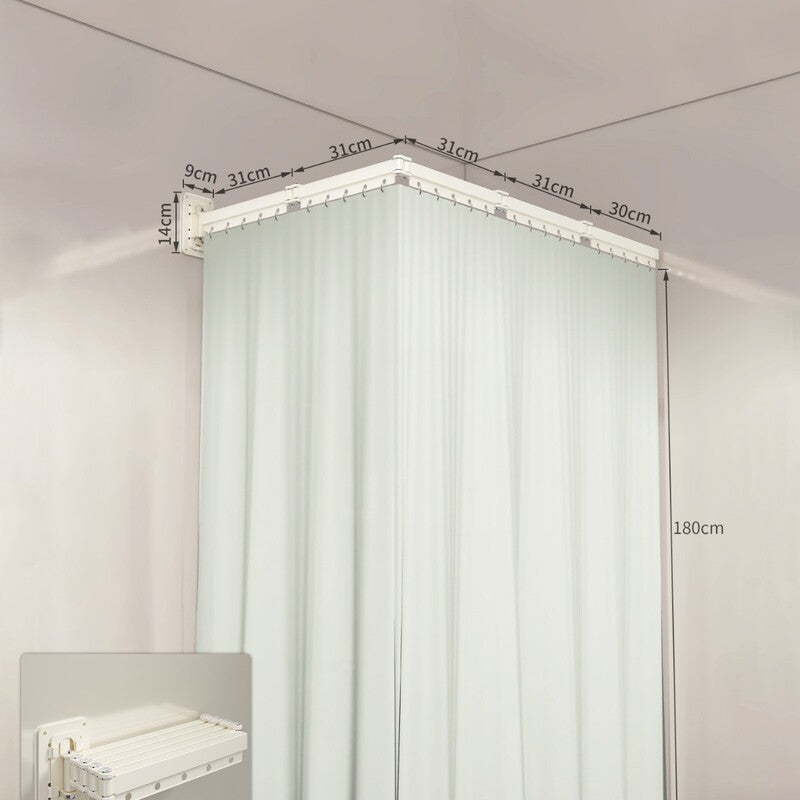 Foldable Shower Curtain Set, Invisible Waterproof Polyester Shower Divider, Retractable for Wet & Dry Zone Separation.