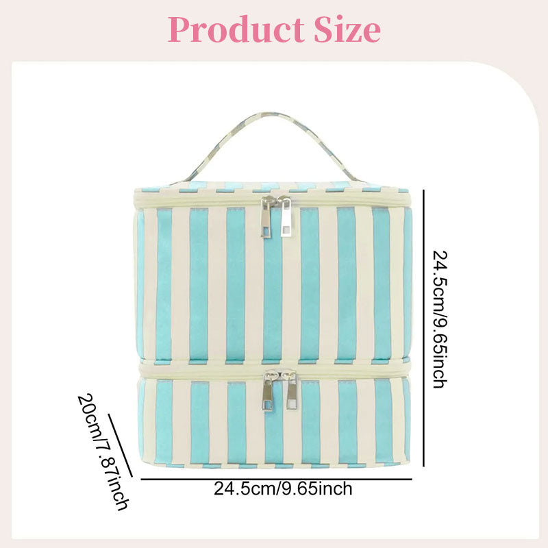 Double Layer Nail Polish & Essential Oils Storage Bag, Portable 30-Compartment Nail Care Kit, Manicure Tools Organizer Case