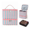 Double Layer Nail Polish & Essential Oils Storage Bag, Portable 30-Compartment Nail Care Kit, Manicure Tools Organizer Case