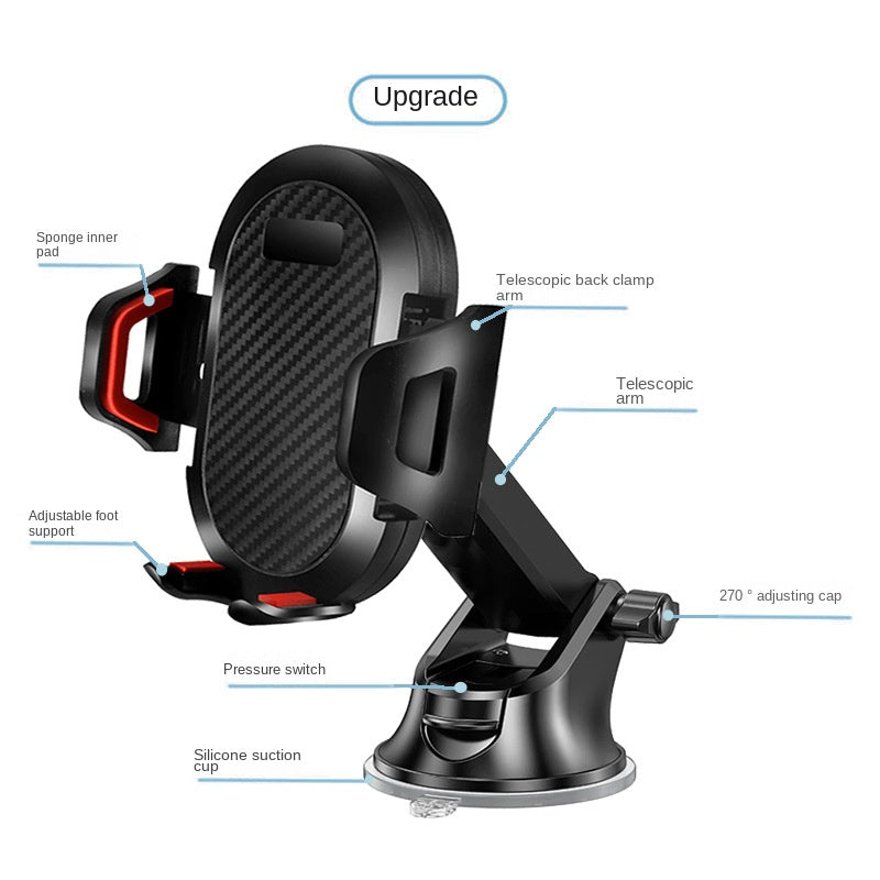 Long Rod Automatic Lock Car Phone Holder Telescopic Suction Cup Mount for Car Air Vent Lazy Live Streaming