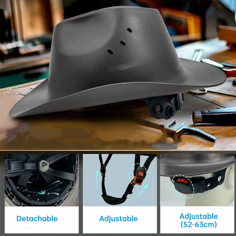 Full-Brim Cowboy Hard Hat with Goggles, ANSI-Certified Safety Helmet for Outdoor.