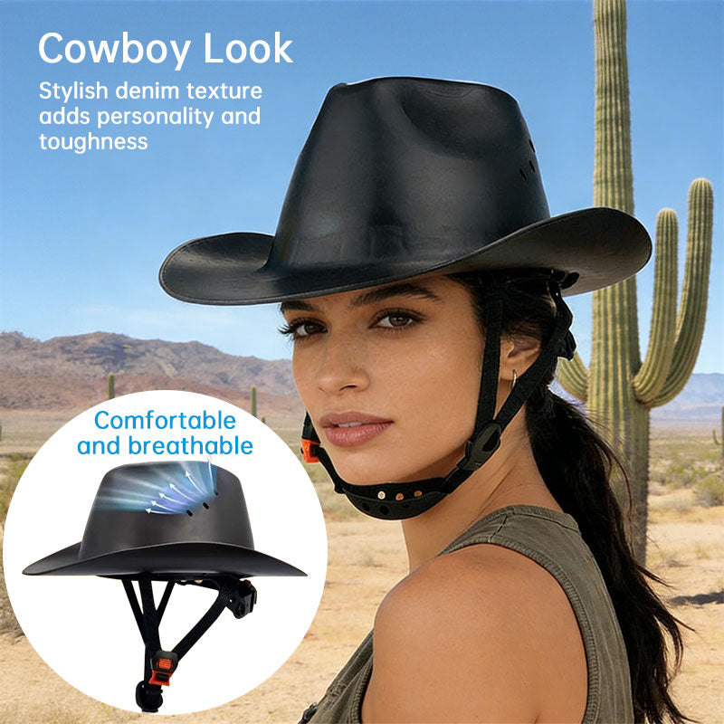 Full-Brim Cowboy Hard Hat with Goggles, ANSI-Certified Safety Helmet for Outdoor.