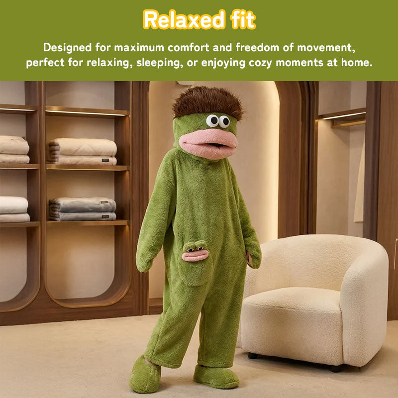 Couple Matching: Lady Long-Hair Onesie with Men's Funny Fish Pajamas, Unique Fall/Winter Loungewear