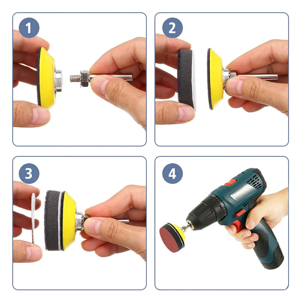 120Pcs 50mm Sandpaper Assortment 60-3000 Grit Sanding Disc Pad Set 2Inch For Drill Grinder Rotary Tools With Disk Pole Cushion