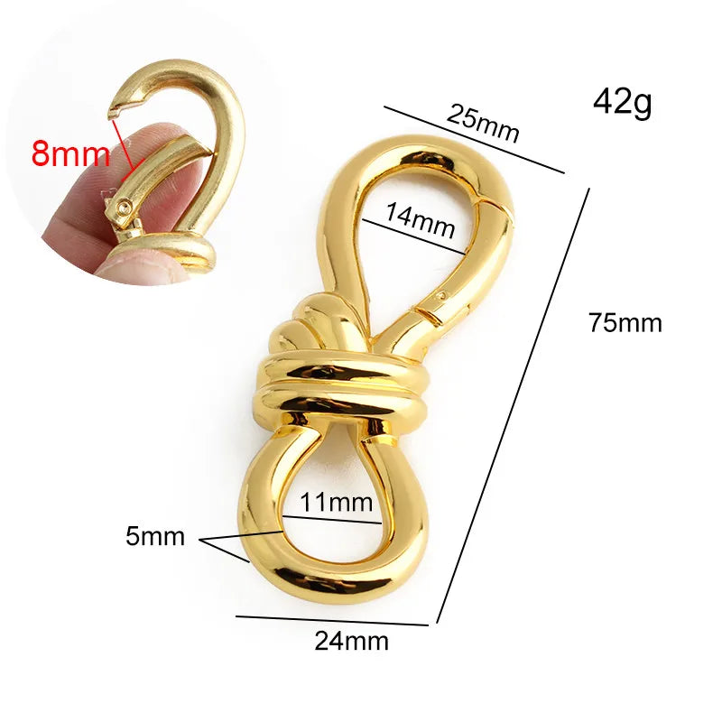 2PCS Women's Tote Bag Metal Twist Knot Spring Ring Lobster Buckle Shoulder Bag Shoes Clothes Knot Decoration Keychain