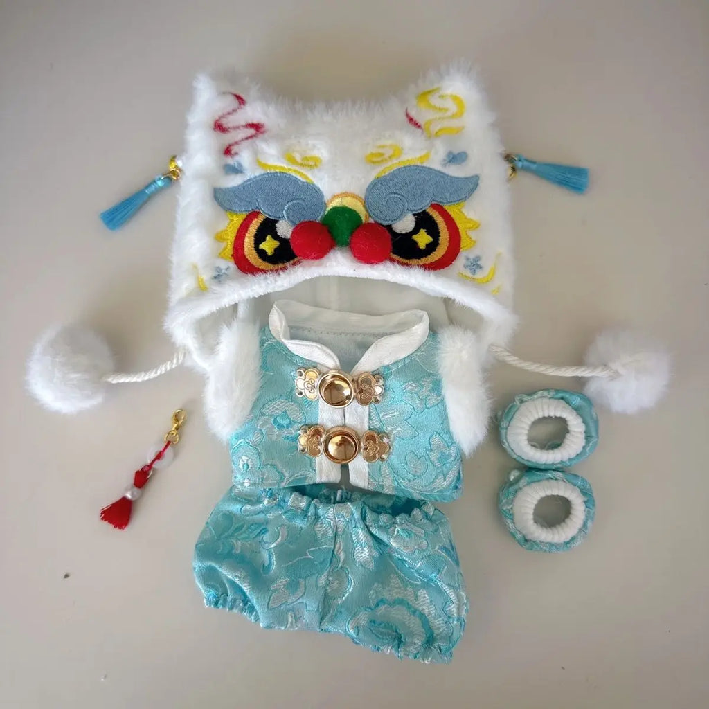 For 15/17cm labubu doll clothes Chinese Spring Festival antique clothes For labubu doll New Year Outfit Accessories