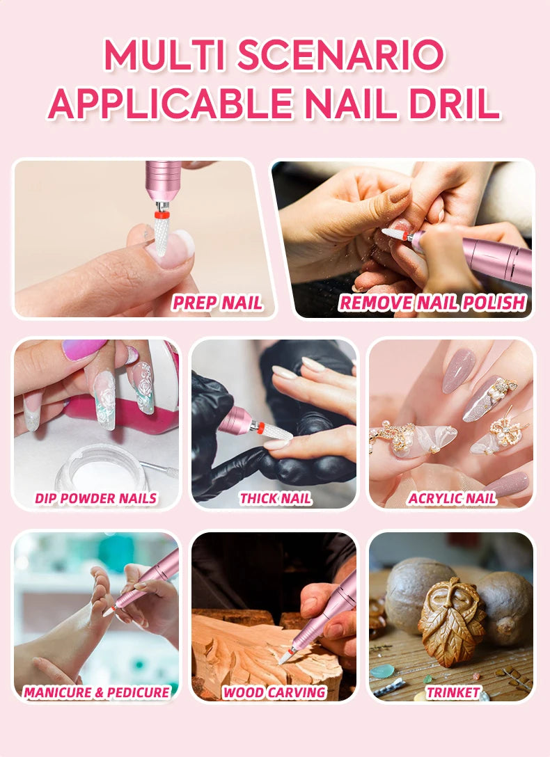 35000RPM Rechargeable Portable Nail Drill Machine With Low Noise Nails Sander For Acrylic Gel Polish Professional Nail Tool