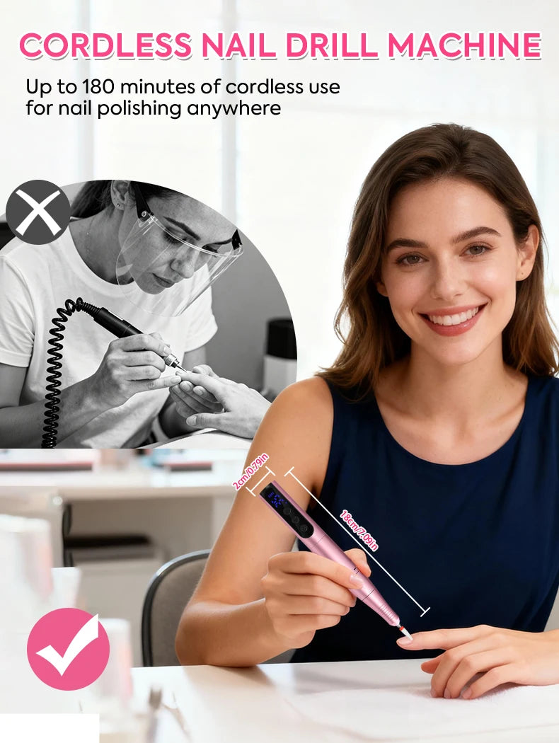 35000RPM Rechargeable Portable Nail Drill Machine With Low Noise Nails Sander For Acrylic Gel Polish Professional Nail Tool