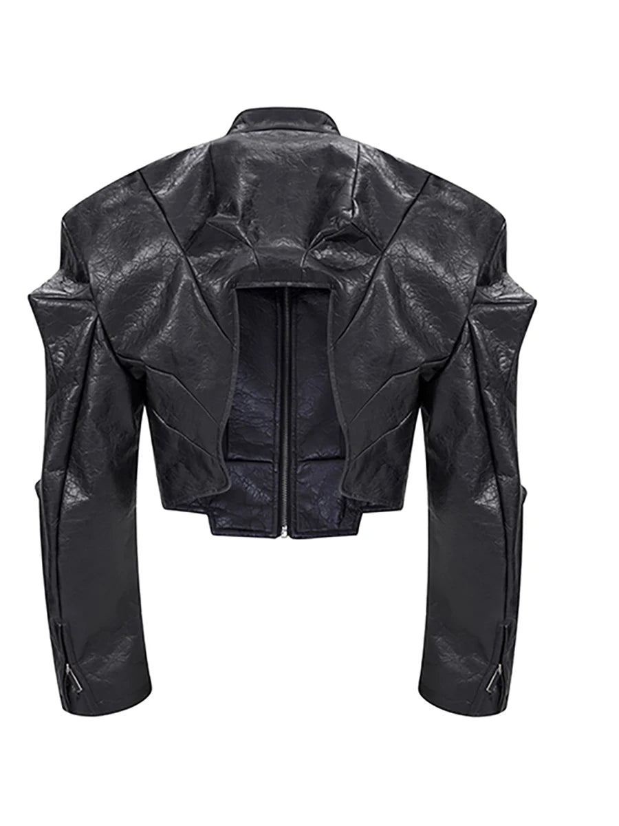 Mauroicardi Spring Autumn Cool Handsome Short Deconstruction Pu Leather Jacket Men Luxury Designer Punk Style Clothes Streetwear