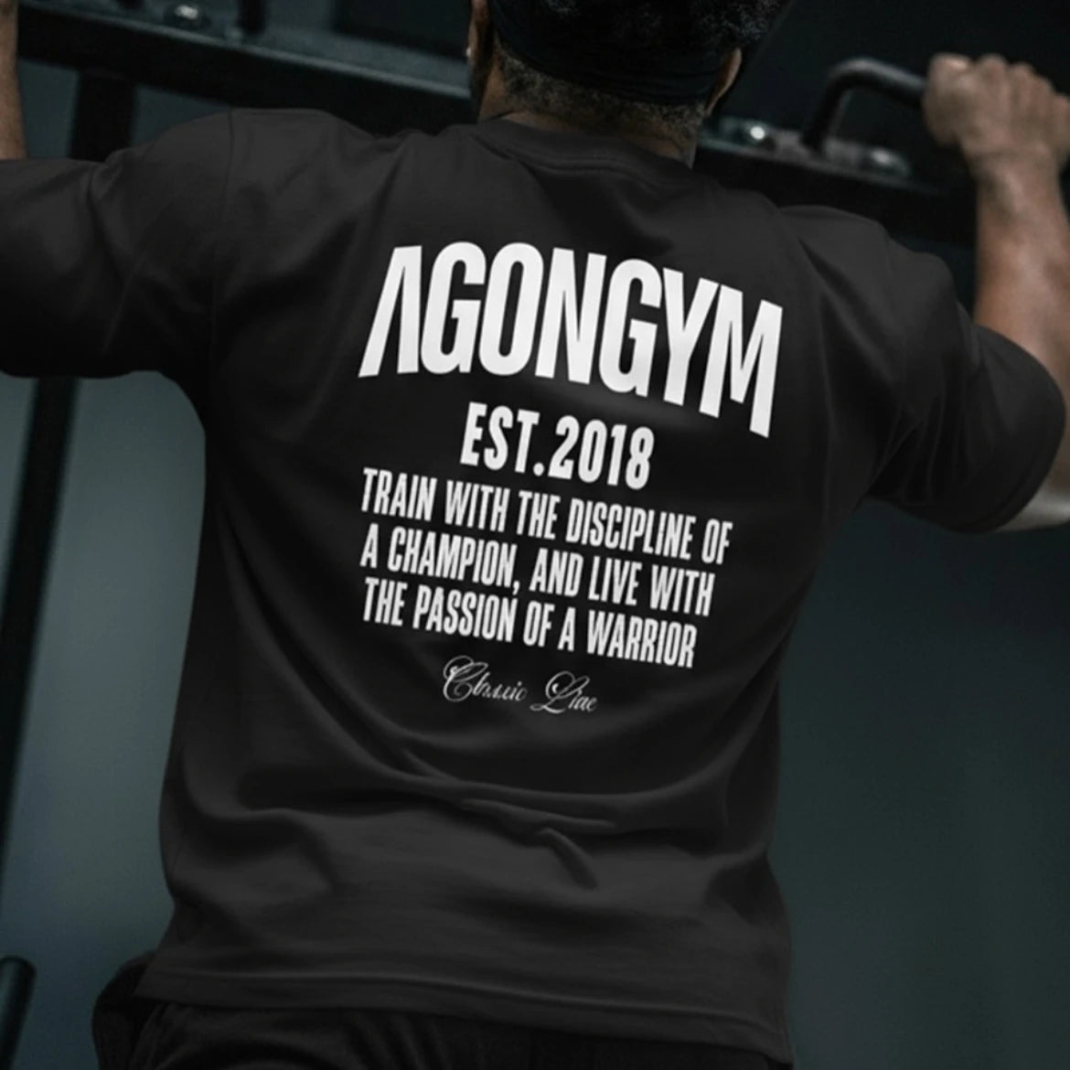 AGONGYM New Fashion Trend Men T-shirt Sports Cotton Short Sleeves Loose Shirts Bodybuilding Fitness Comfortable Slim Fit Tee Top