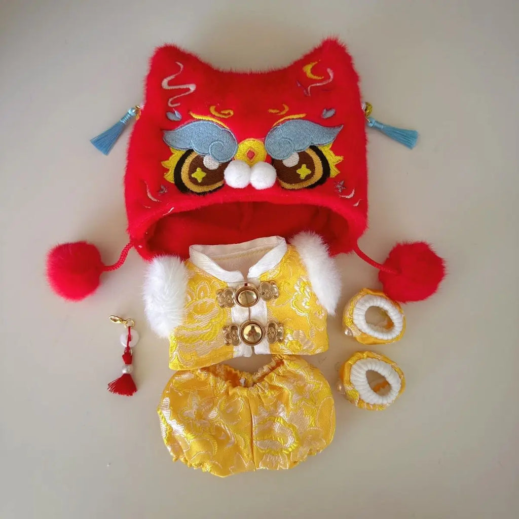 For 15/17cm labubu doll clothes Chinese Spring Festival antique clothes For labubu doll New Year Outfit Accessories