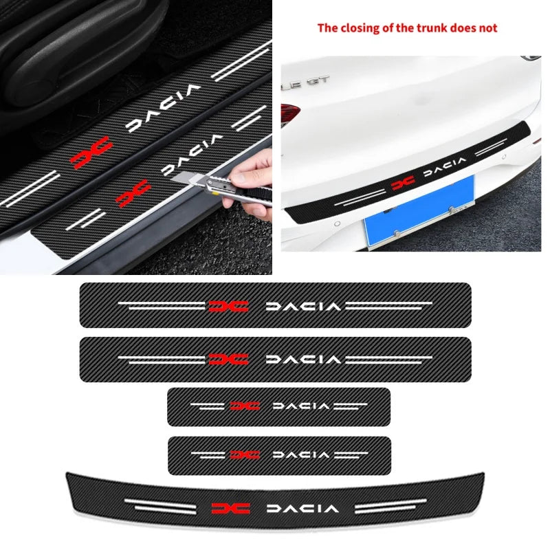 4pc Carbon fiber threshold sticker for cars Pedal protection sticker For Dacia Dokker Jogger Duster Spring Bigster Lodgy