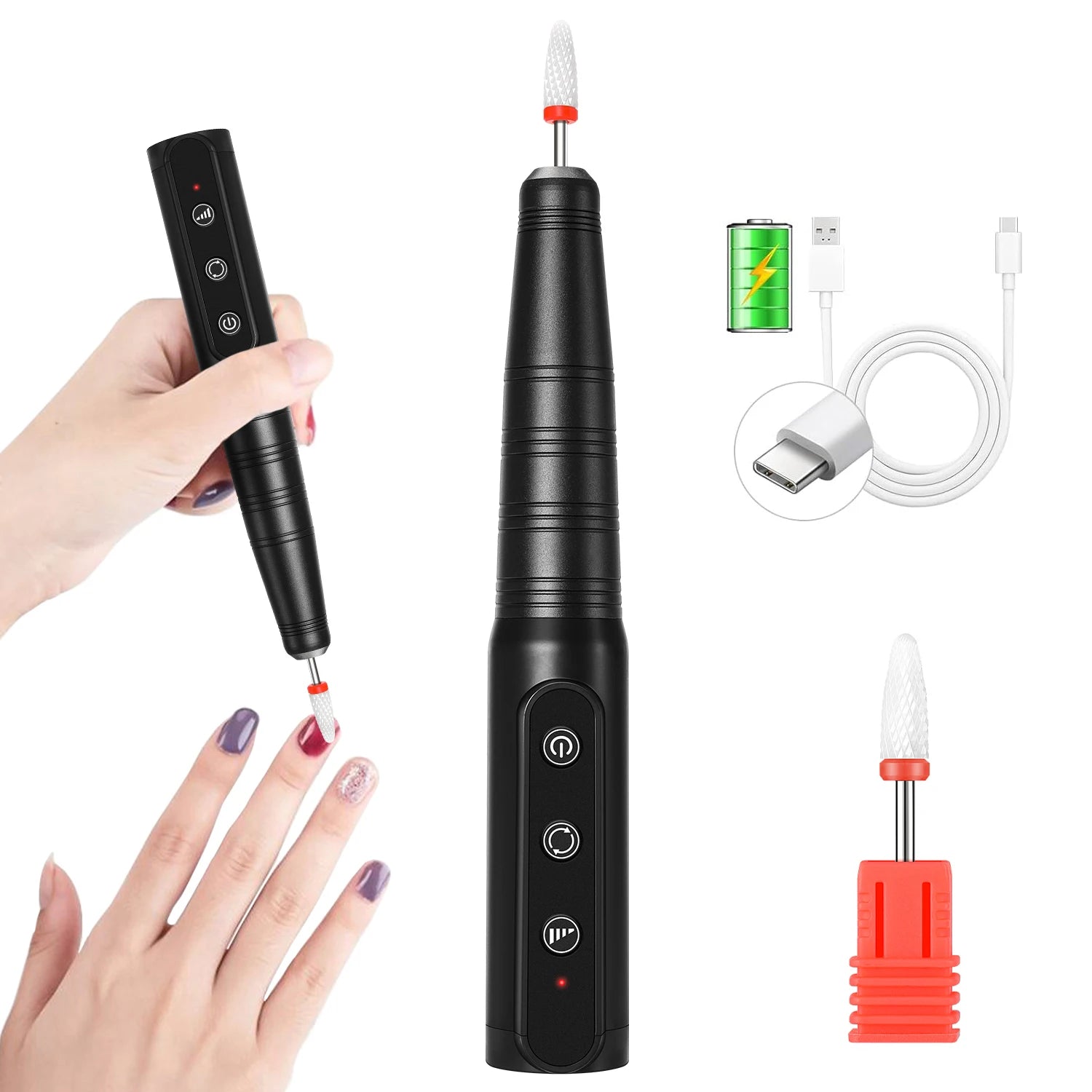 35000RPM Rechargeable Portable Nail Drill Machine With Low Noise Nails Sander For Acrylic Gel Polish Professional Nail Tool