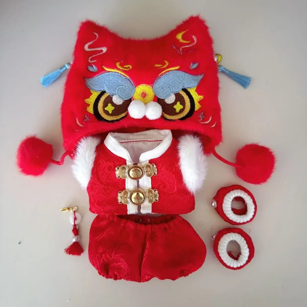 For 15/17cm labubu doll clothes Chinese Spring Festival antique clothes For labubu doll New Year Outfit Accessories