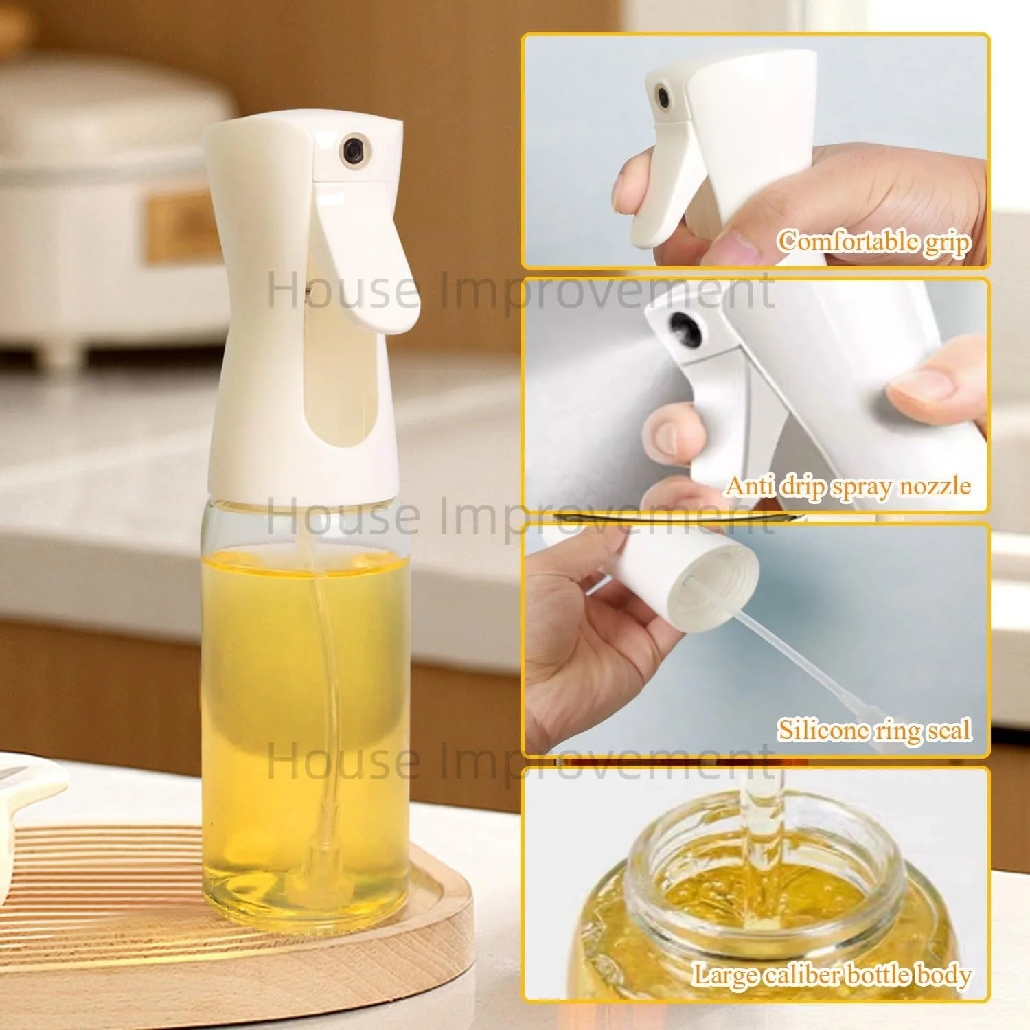 Kitchen Oil Spray Bottle Cooking Olive Oil Sprayer 200/300/500ML Pneumatic Spray Bottle Fitness Barbecue Spray Oil Dispenser