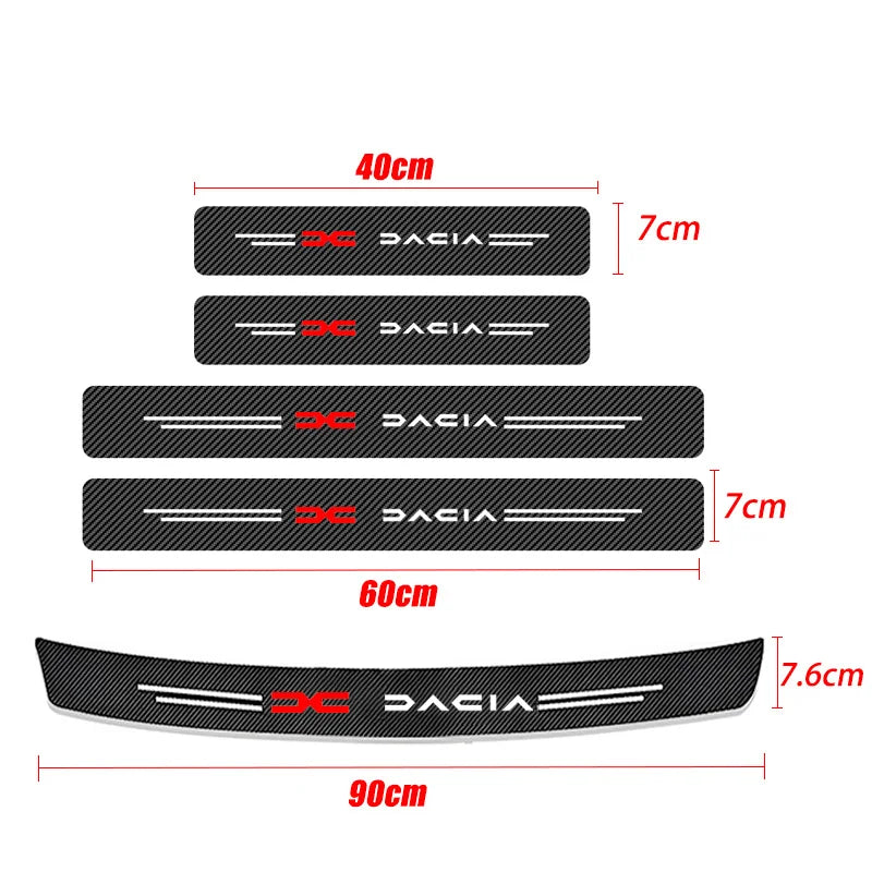 4pc Carbon fiber threshold sticker for cars Pedal protection sticker For Dacia Dokker Jogger Duster Spring Bigster Lodgy