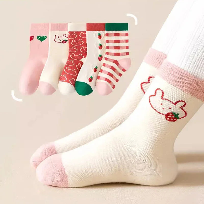 5Pairs Baby Socks Cotton Spring Autumn Cartoon Children's Sock Girls Cute Newborn Boy Toddler Kids Socks 1-12 Years