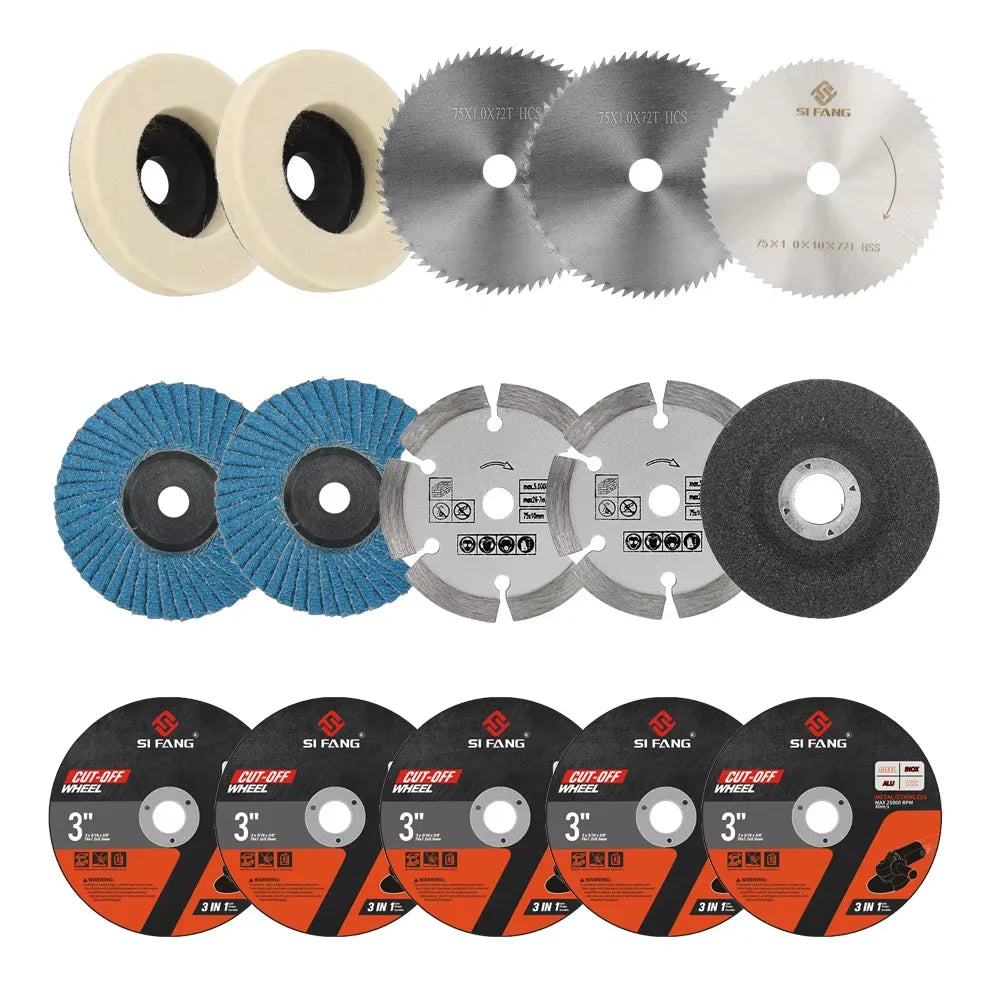 3 Inch Resin Circular Saw Blade Grinding Wheel 76mm Cutting Discs for Angle Grinder Wood Metal Sanding Cutting Tools Attachment