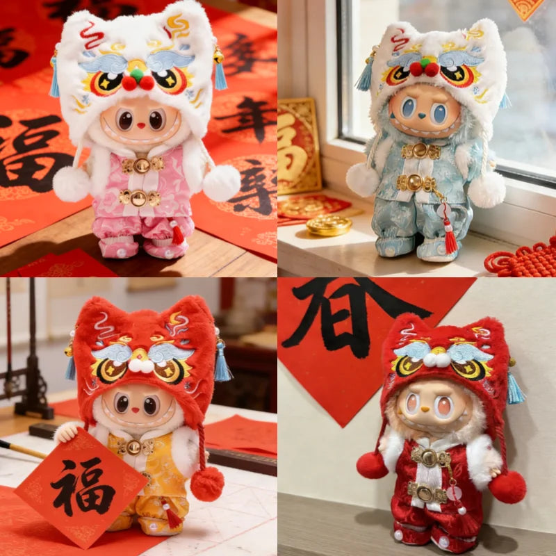 For 15/17cm labubu doll clothes Chinese Spring Festival antique clothes For labubu doll New Year Outfit Accessories