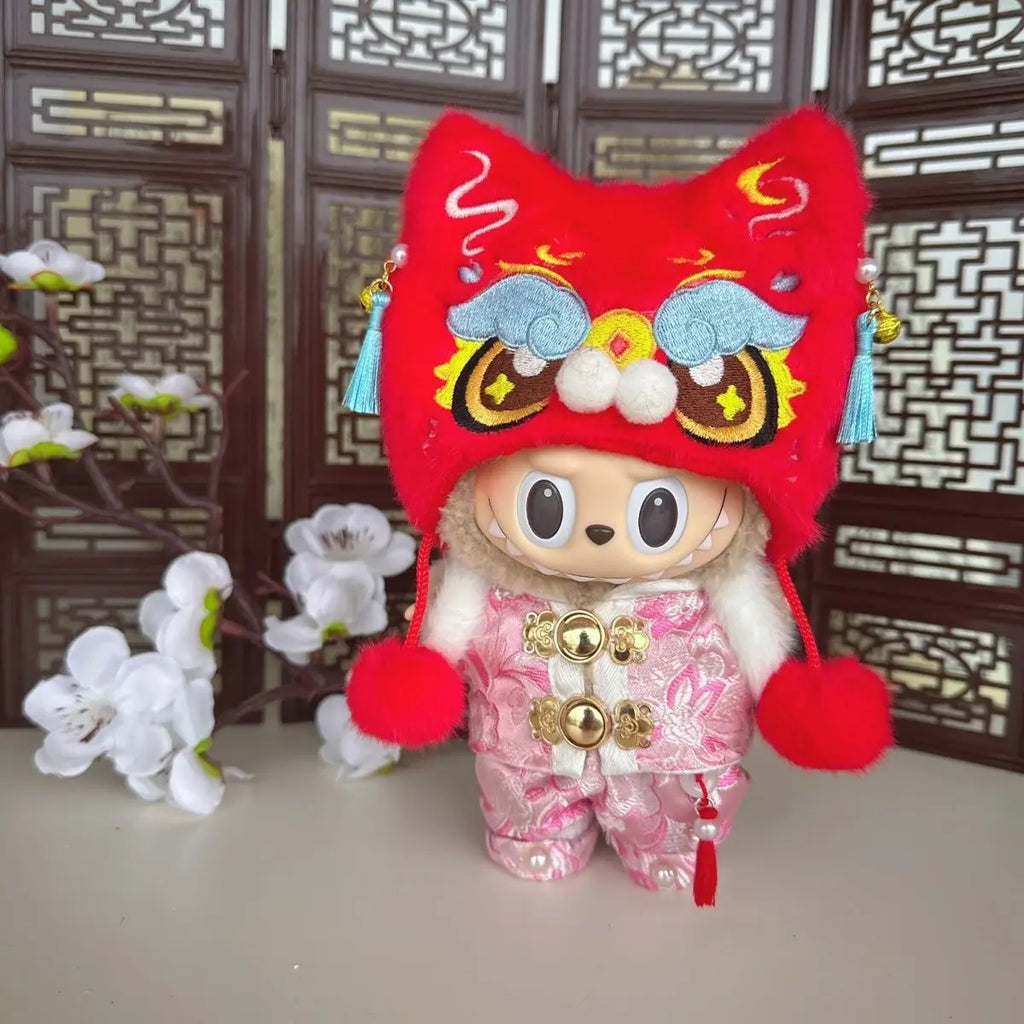 For 15/17cm labubu doll clothes Chinese Spring Festival antique clothes For labubu doll New Year Outfit Accessories