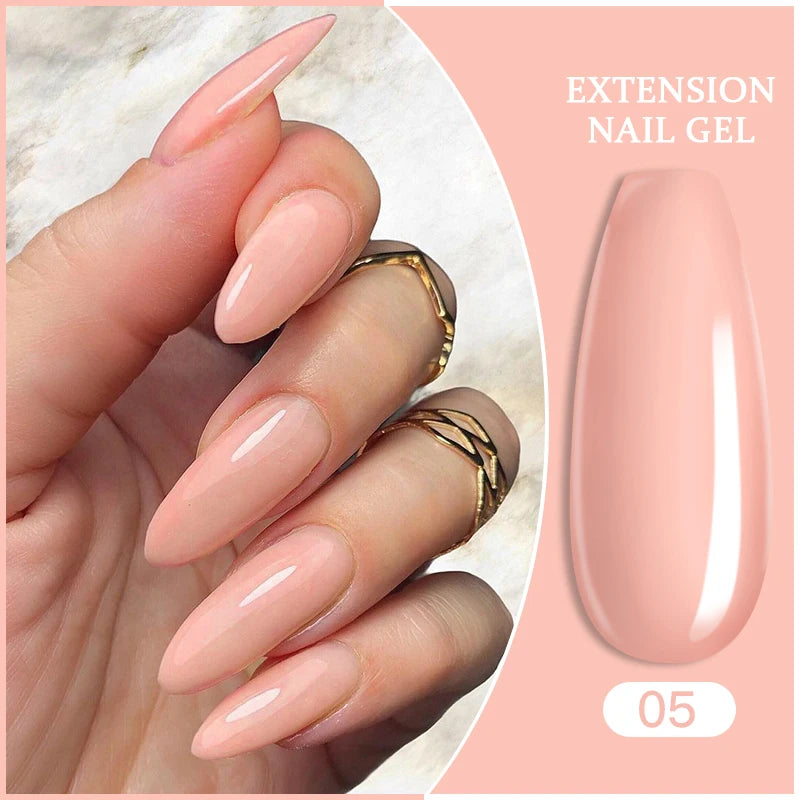 LILYCUTE 7Pcs/Set 15ml Clear Quick Extension Nail Gel with Slip Solution Nail Pusher Nail Clip Brush File Extension Gel Tools