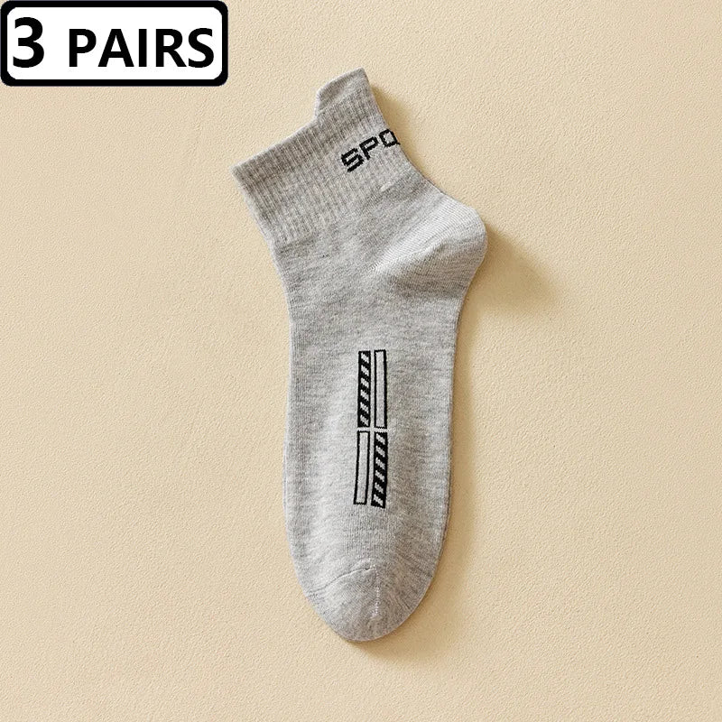 3 Pairs High Quality Men's Socks Casual Breathable Cotton Athletic Man Run Sports Socks Spring Autumn Middle Tube Male Sox Gifts