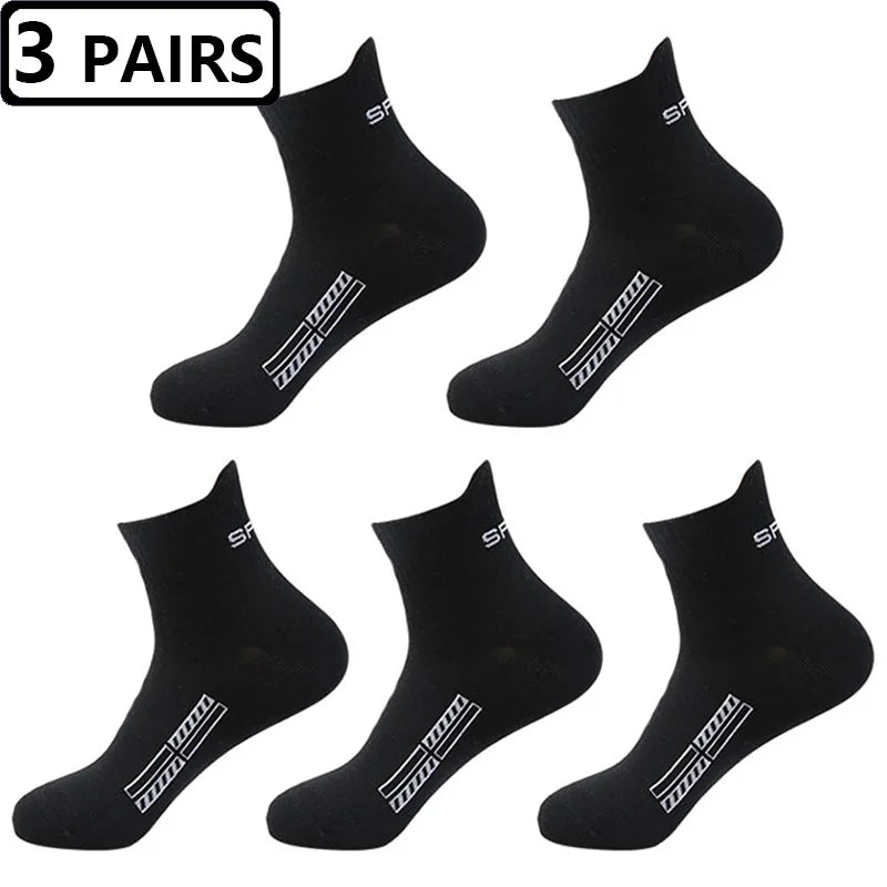 3 Pairs High Quality Men's Socks Casual Breathable Cotton Athletic Man Run Sports Socks Spring Autumn Middle Tube Male Sox Gifts