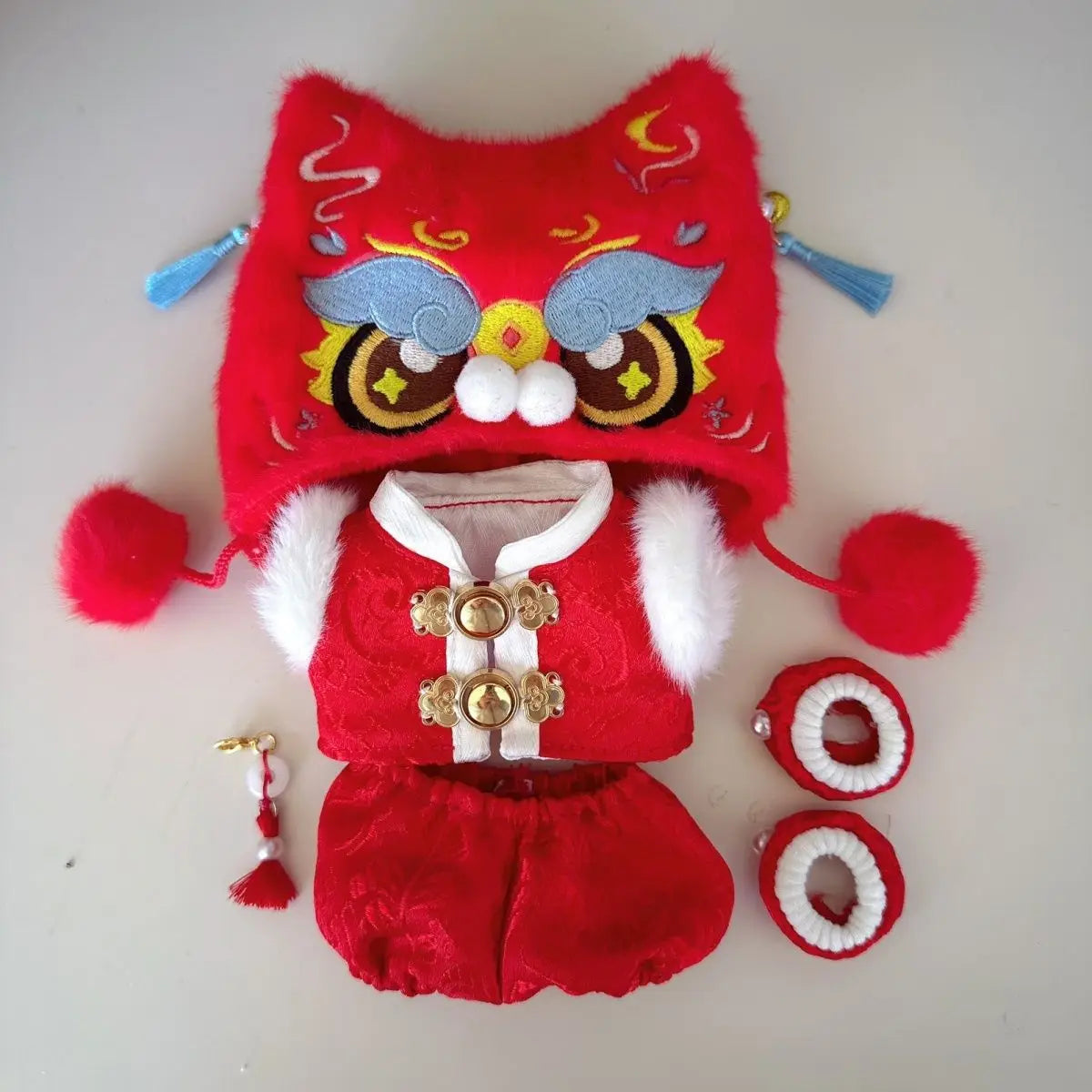 For 15/17cm labubu doll clothes Chinese Spring Festival antique clothes For labubu doll New Year Outfit Accessories