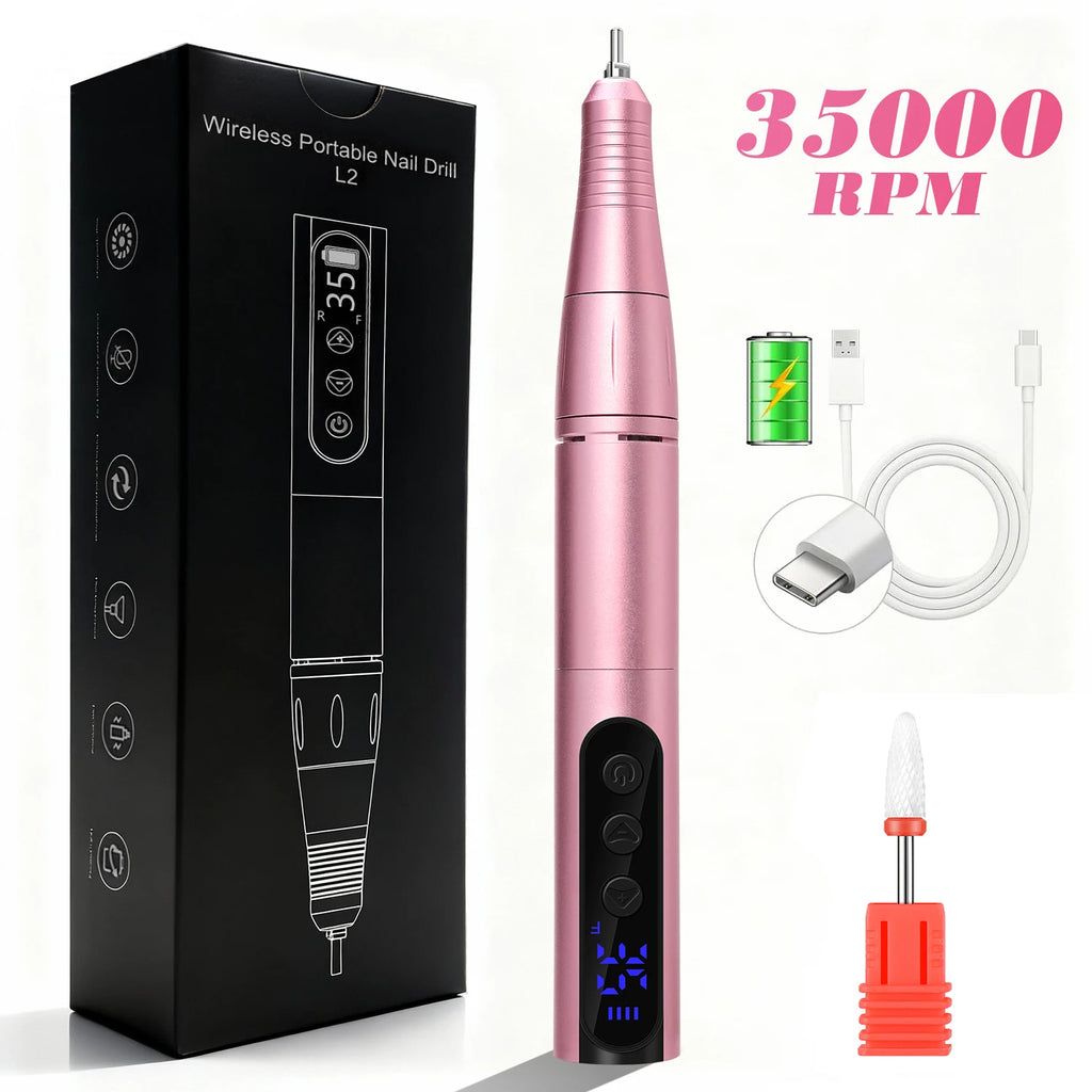 35000RPM Rechargeable Portable Nail Drill Machine With Low Noise Nails Sander For Acrylic Gel Polish Professional Nail Tool