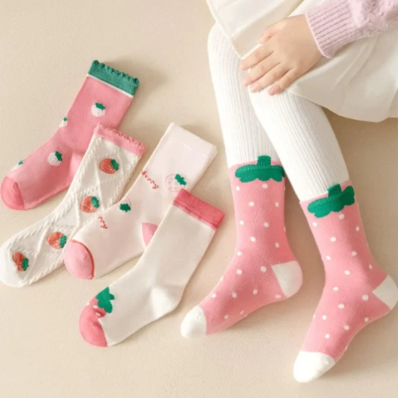 5Pairs Baby Socks Cotton Spring Autumn Cartoon Children's Sock Girls Cute Newborn Boy Toddler Kids Socks 1-12 Years