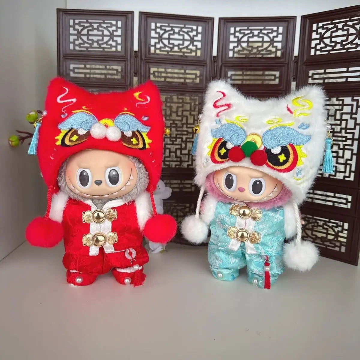 For 15/17cm labubu doll clothes Chinese Spring Festival antique clothes For labubu doll New Year Outfit Accessories