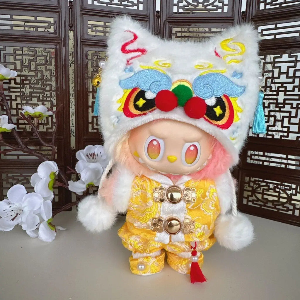 For 15/17cm labubu doll clothes Chinese Spring Festival antique clothes For labubu doll New Year Outfit Accessories