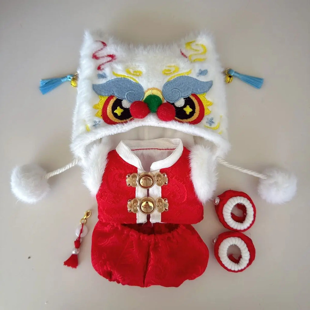 For 15/17cm labubu doll clothes Chinese Spring Festival antique clothes For labubu doll New Year Outfit Accessories