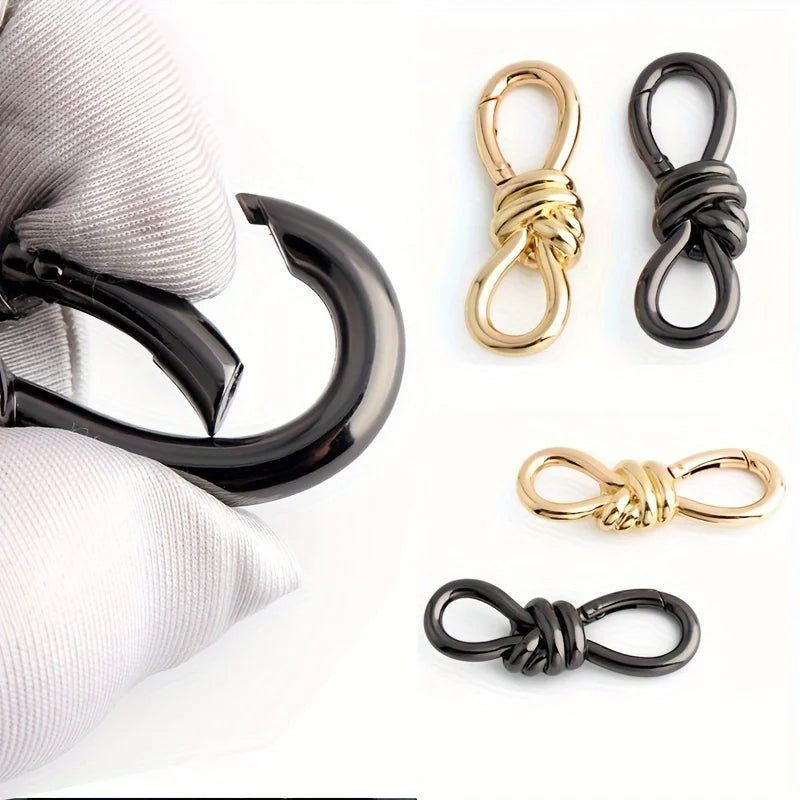 2PCS Women's Tote Bag Metal Twist Knot Spring Ring Lobster Buckle Shoulder Bag Shoes Clothes Knot Decoration Keychain