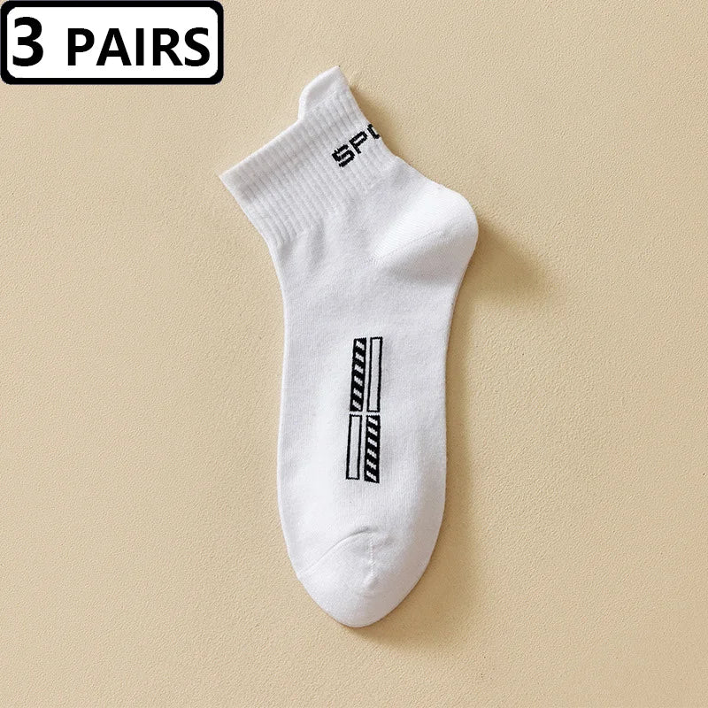 3 Pairs High Quality Men's Socks Casual Breathable Cotton Athletic Man Run Sports Socks Spring Autumn Middle Tube Male Sox Gifts