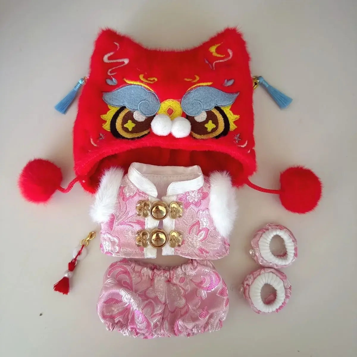 For 15/17cm labubu doll clothes Chinese Spring Festival antique clothes For labubu doll New Year Outfit Accessories