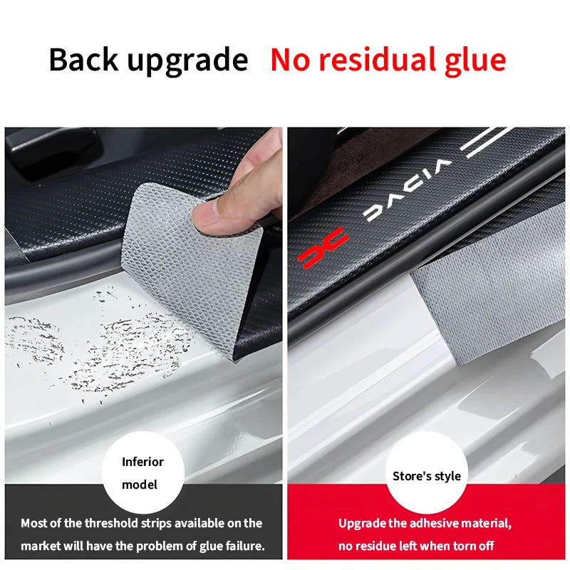 4pc Carbon fiber threshold sticker for cars Pedal protection sticker For Dacia Dokker Jogger Duster Spring Bigster Lodgy