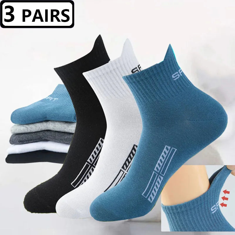 3 Pairs High Quality Men's Socks Casual Breathable Cotton Athletic Man Run Sports Socks Spring Autumn Middle Tube Male Sox Gifts