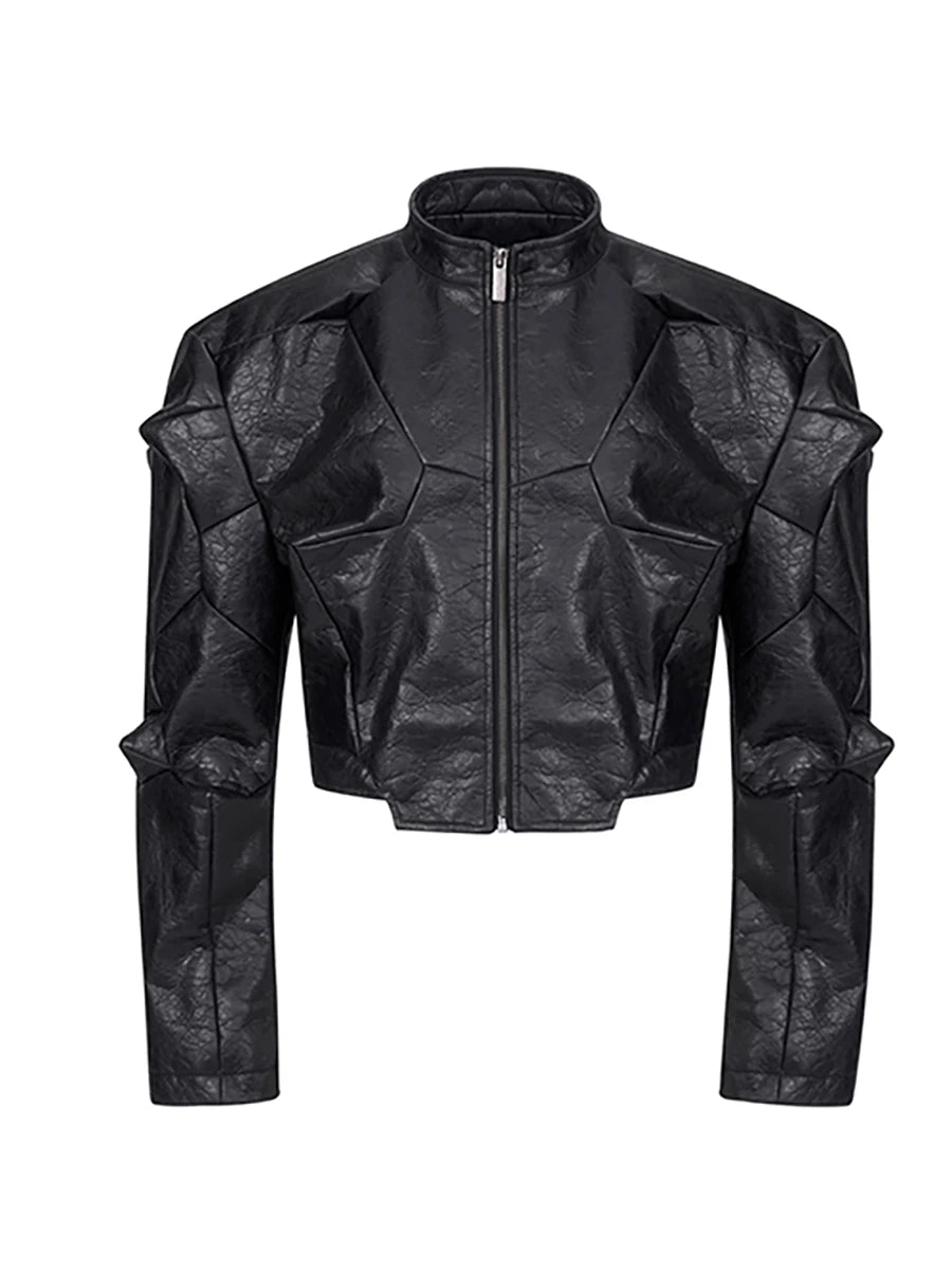 Mauroicardi Spring Autumn Cool Handsome Short Deconstruction Pu Leather Jacket Men Luxury Designer Punk Style Clothes Streetwear