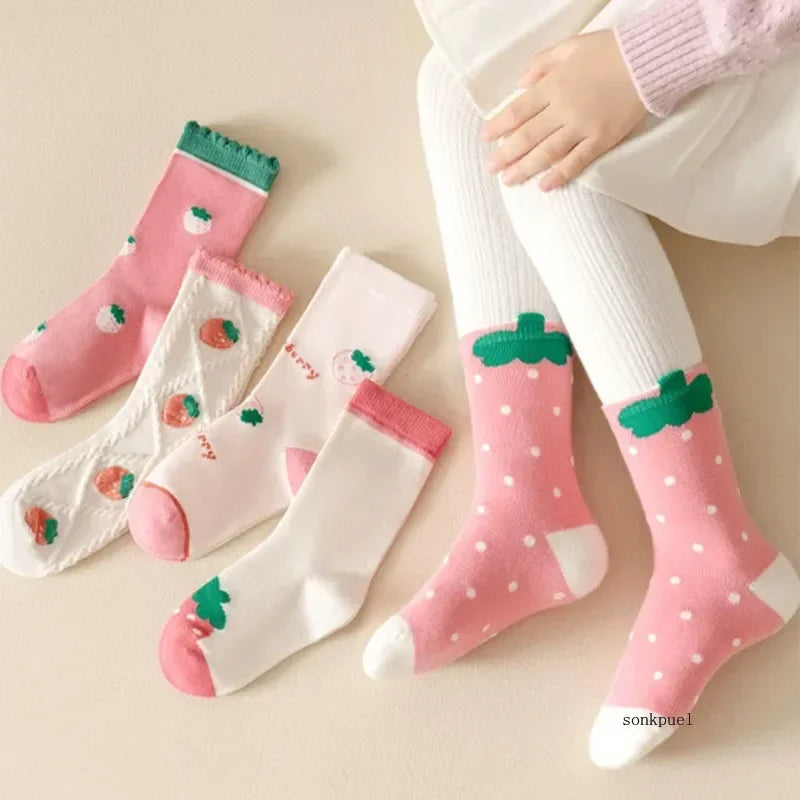 5Pairs Baby Socks Cotton Spring Autumn Cartoon Children's Sock Girls Cute Newborn Boy Toddler Kids Socks 1-12 Years