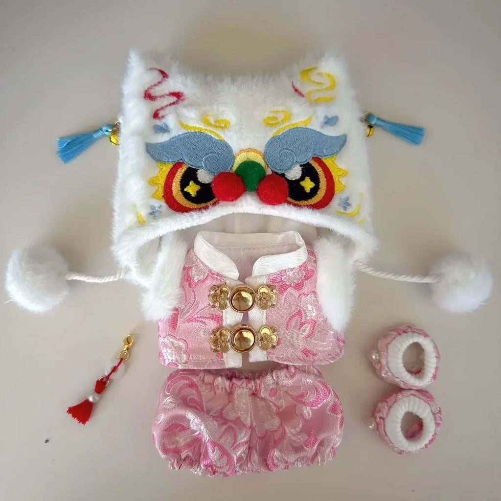 For 15/17cm labubu doll clothes Chinese Spring Festival antique clothes For labubu doll New Year Outfit Accessories