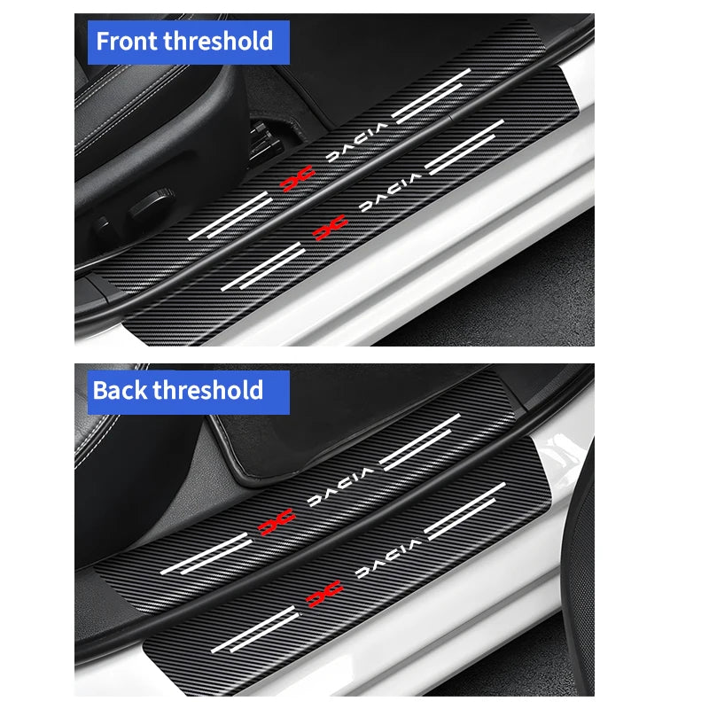 4pc Carbon fiber threshold sticker for cars Pedal protection sticker For Dacia Dokker Jogger Duster Spring Bigster Lodgy