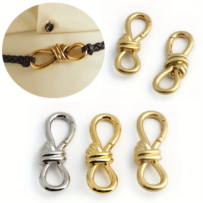 2PCS Women's Tote Bag Metal Twist Knot Spring Ring Lobster Buckle Shoulder Bag Shoes Clothes Knot Decoration Keychain