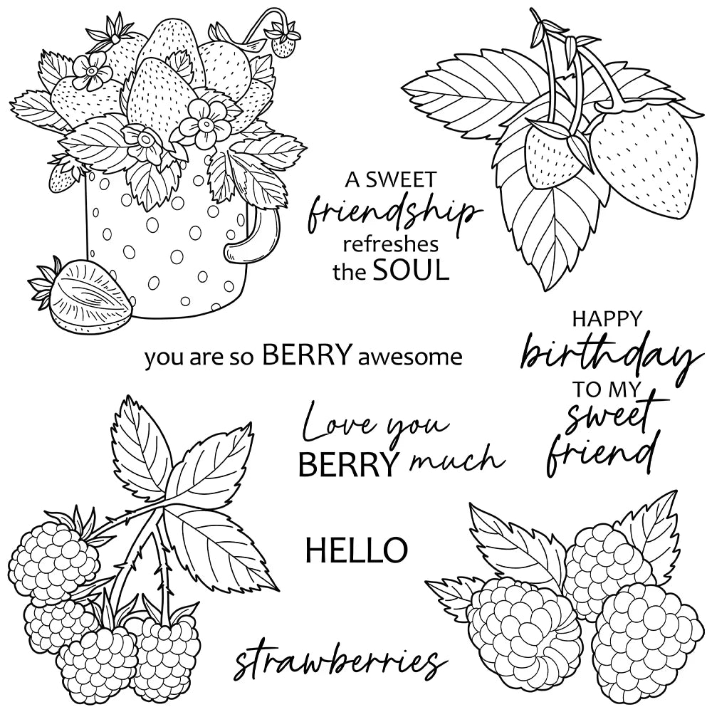 Mangocraft Spring Sweet Strawberry Cutting Dies Clear Stamp DIY Scrapbooking Metal Dies Silicone Stamp For Cards Albums Decor