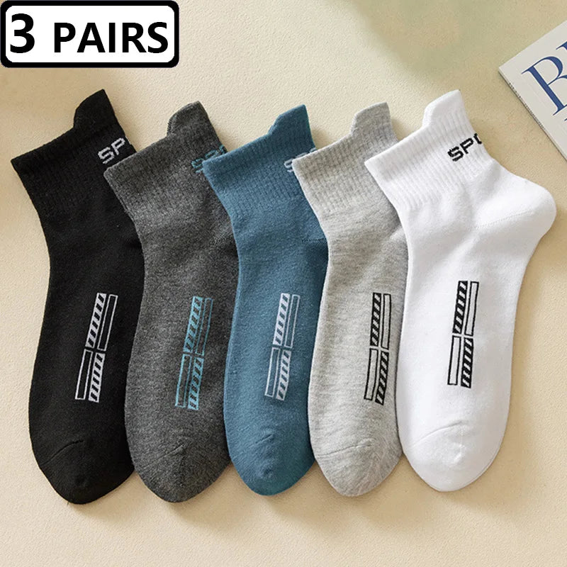 3 Pairs High Quality Men's Socks Casual Breathable Cotton Athletic Man Run Sports Socks Spring Autumn Middle Tube Male Sox Gifts