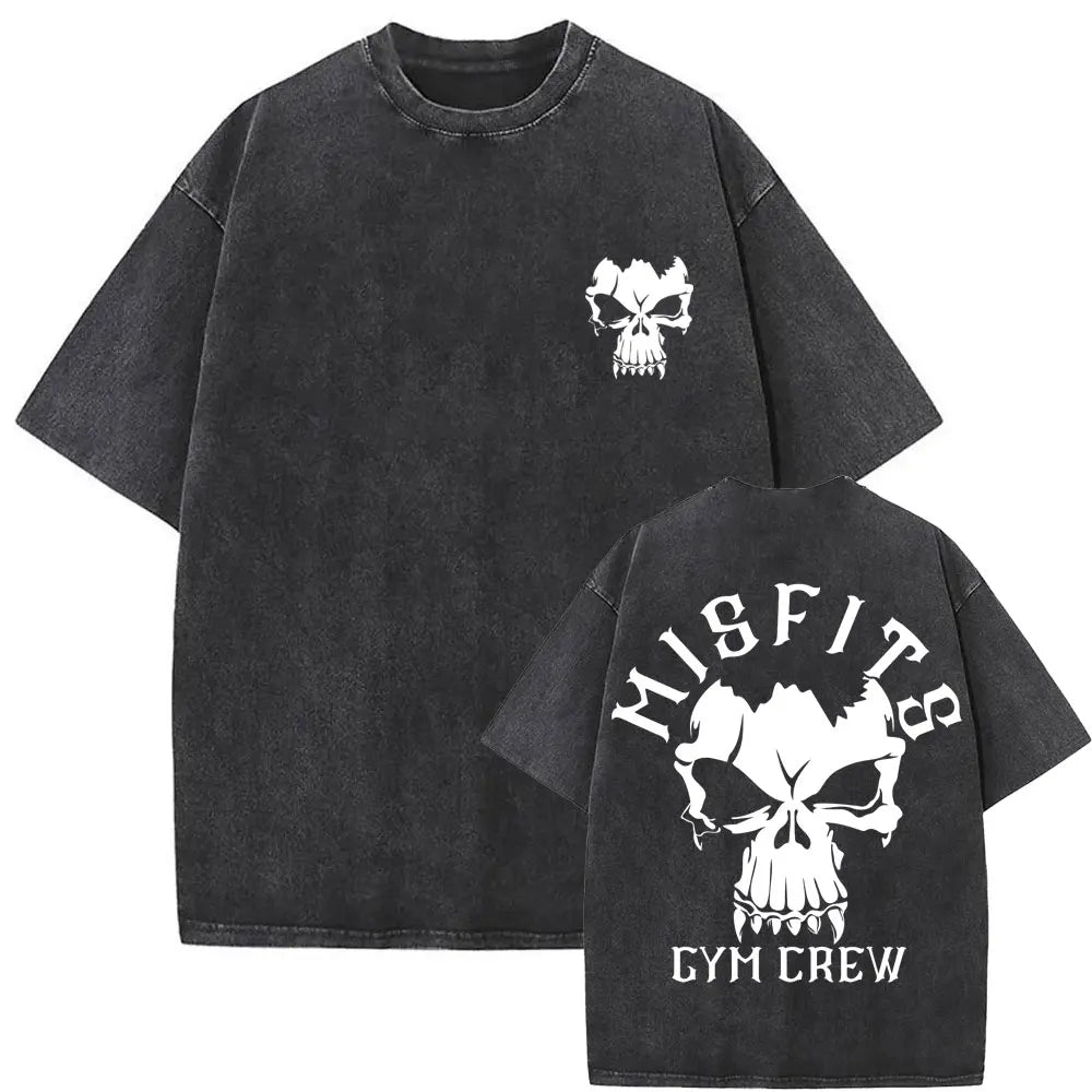 Girls Who Eat Training Club Skeleton Gym Pump Cover T Shirts Washed Vintage Men Women Funny Fitness Casual Oversized T-shirts