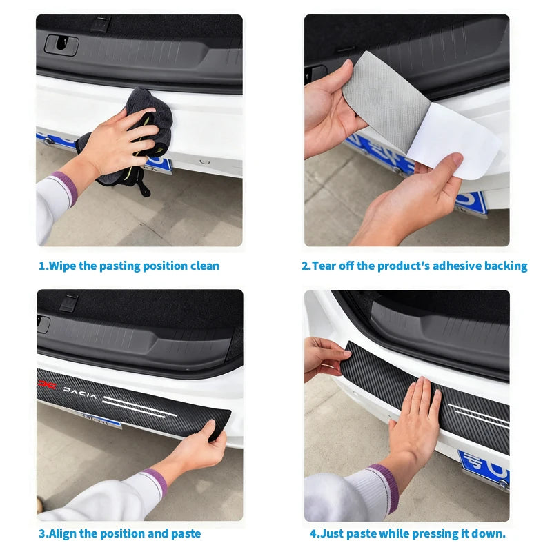 4pc Carbon fiber threshold sticker for cars Pedal protection sticker For Dacia Dokker Jogger Duster Spring Bigster Lodgy