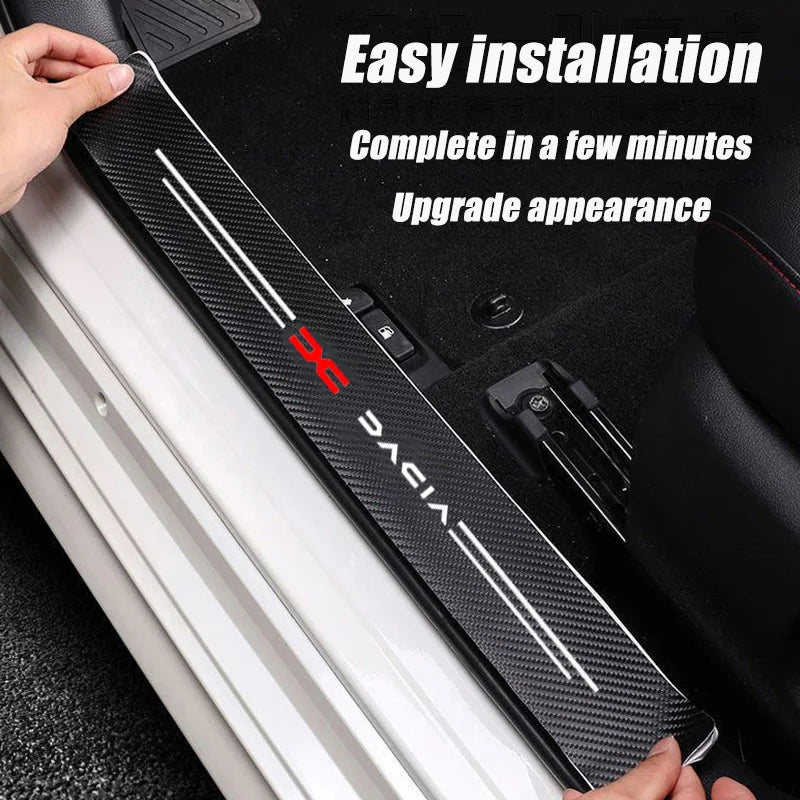 4pc Carbon fiber threshold sticker for cars Pedal protection sticker For Dacia Dokker Jogger Duster Spring Bigster Lodgy